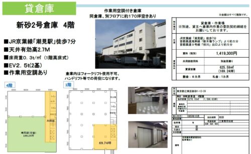 新砂２号倉庫 ４階 貸倉庫・貸工場｜ファクトリンク