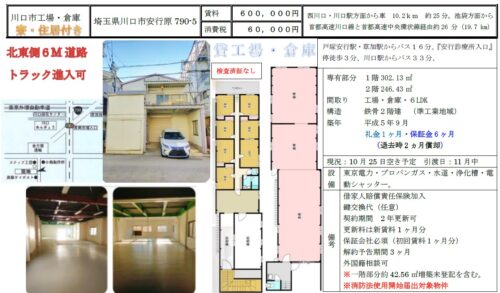 川口市工場・倉庫 貸倉庫・貸工場｜ファクトリンク